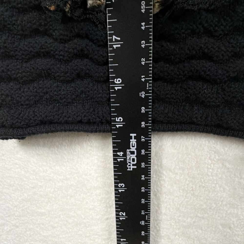 Chicos Black Textured Knit Jacket Leopard Print Trim Hook Eye Cardigan size 1 - Picture 4 of 8